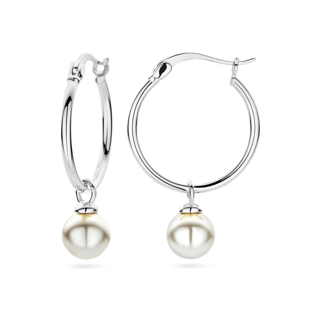 earrings synth. pearl silver rhodium plated