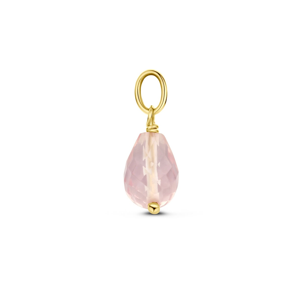 14k Geelgouden Hanger met Rozenkwarts – Briolette Geslepen