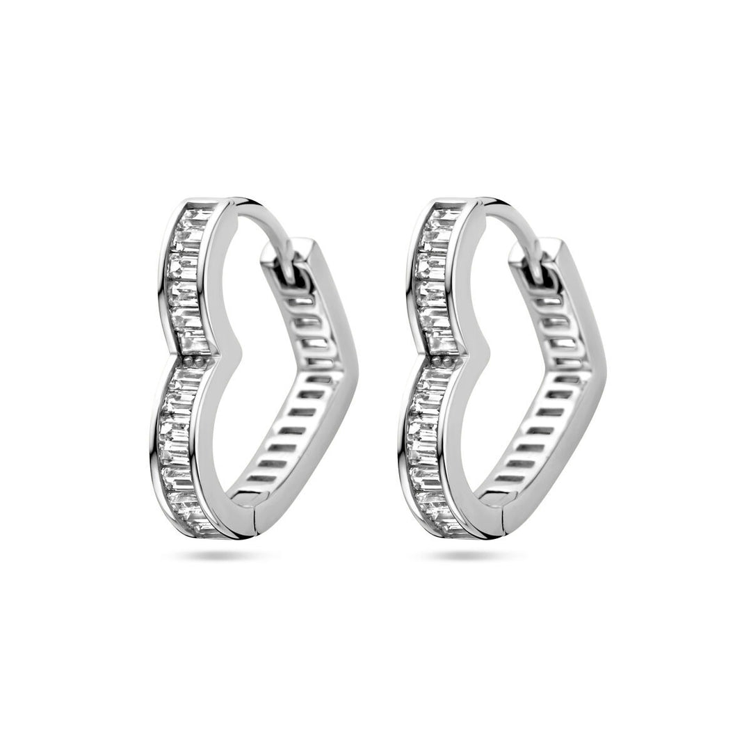 drop earrings heart zirconia silver rhodium plated