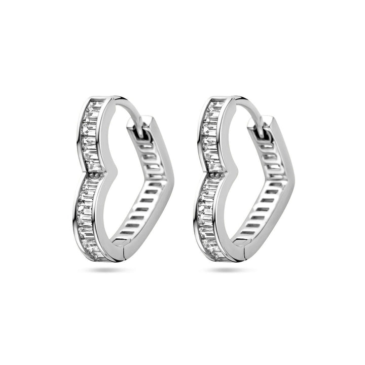 drop earrings heart zirconia silver rhodium plated