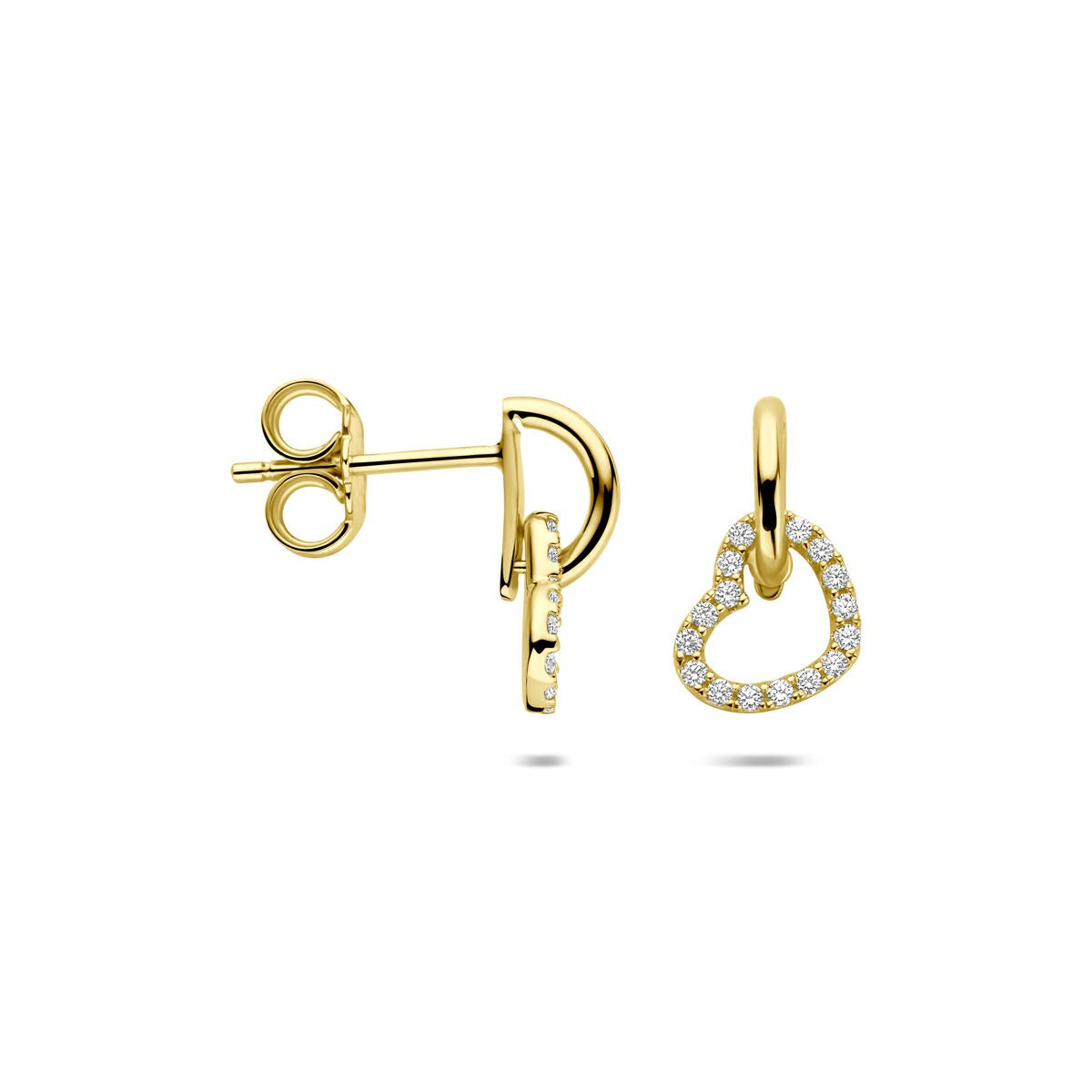 Gouden Oorhangers 14k Hartvorm met Zirkonia – Dames