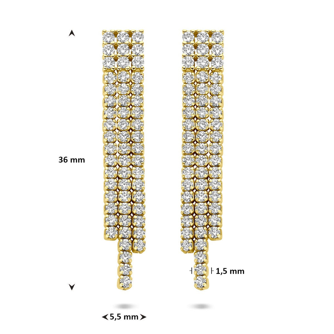 Vergulde oorhangers met zirkonia – entourage zetting 36 mm