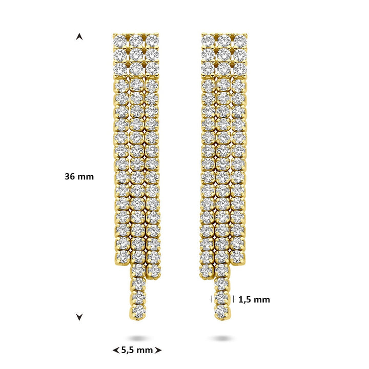 Vergulde oorhangers met zirkonia – entourage zetting 36 mm