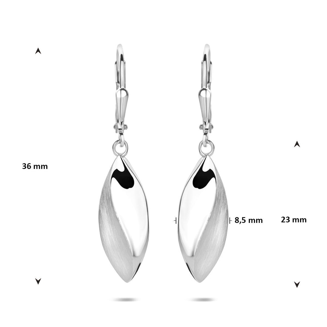 Zilveren oorhangers ovaal – gerhodineerde dames oorbellen met brisure sluiting