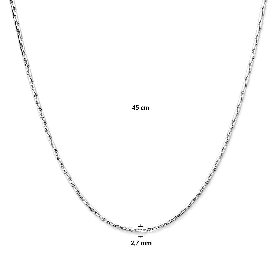 necklace cardano 2.7 mm 45 cm silver rhodium plated