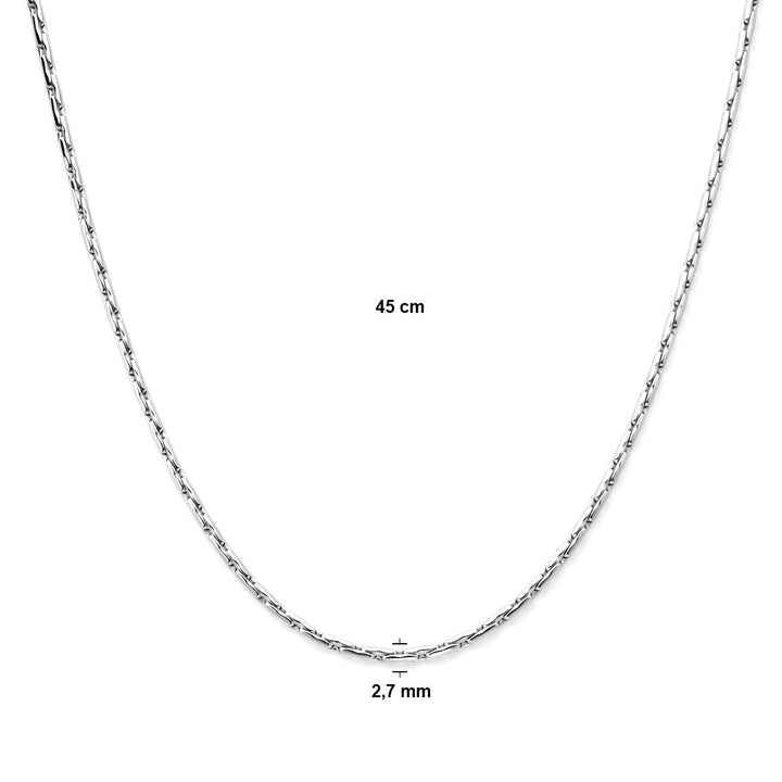 necklace cardano 2.7 mm 45 cm silver rhodium plated
