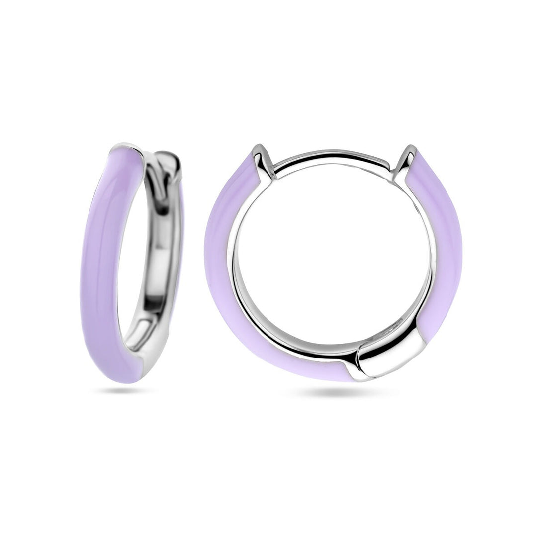 drop earrings purple enamel silver rhodium plated