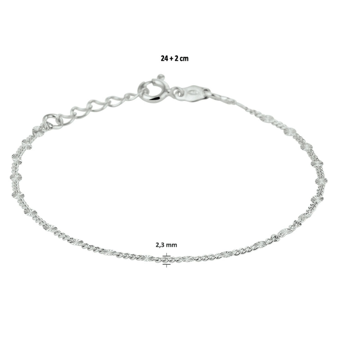 Gerhodineerd Zilveren Enkelbandje – 24-26 cm