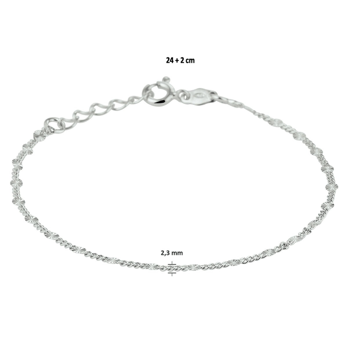 Gerhodineerd Zilveren Enkelbandje – 24-26 cm