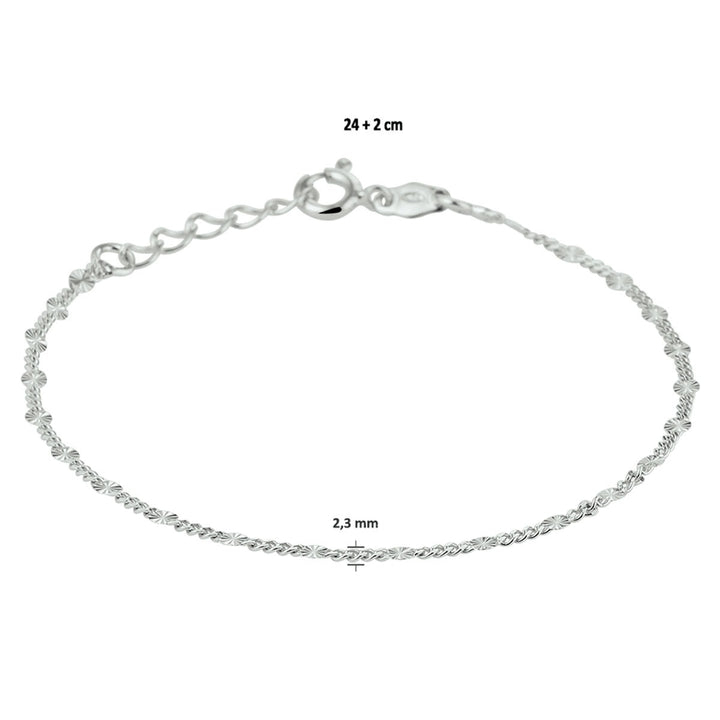Gerhodineerd Zilveren Enkelbandje – 24-26 cm