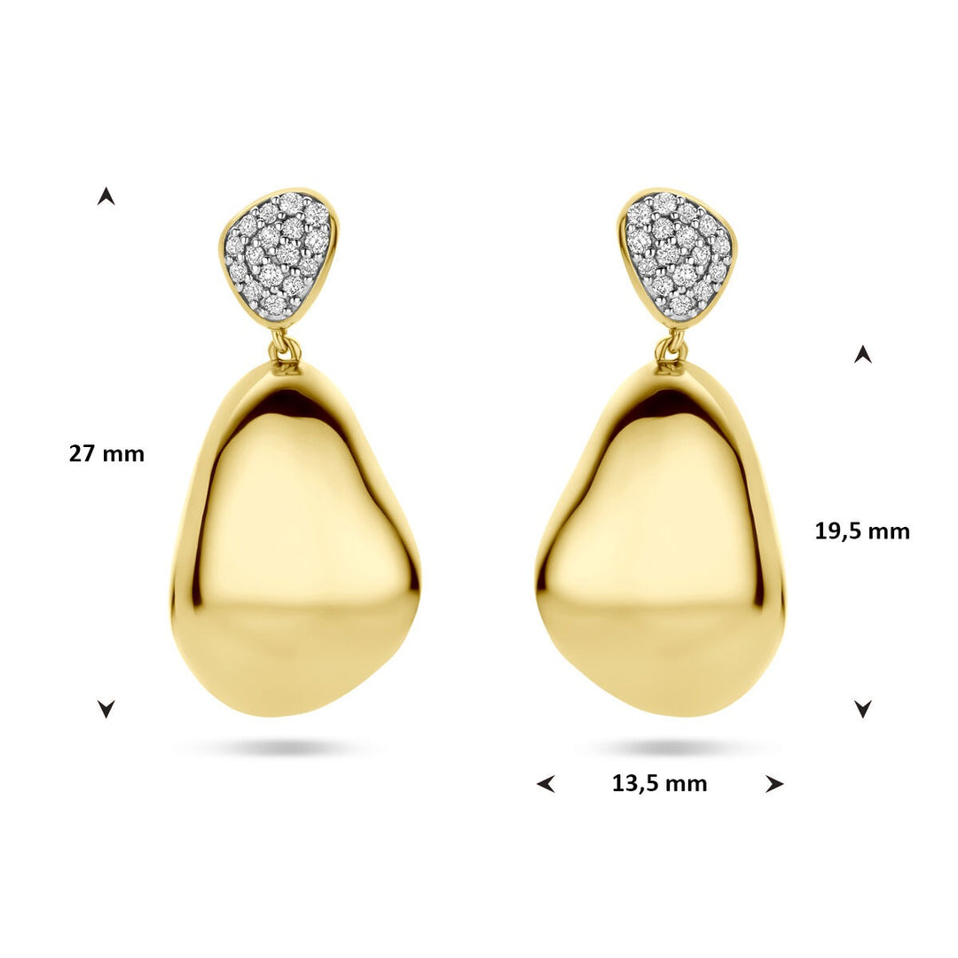 14k geelgouden oorhangers met diamant – 0.20ct (2x 0.10ct) h si 27 mm