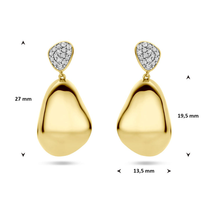 14k geelgouden oorhangers met diamant – 0.20ct (2x 0.10ct) h si 27 mm