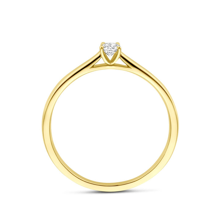 14k Geelgouden ring met 0.10ct lab grown diamant