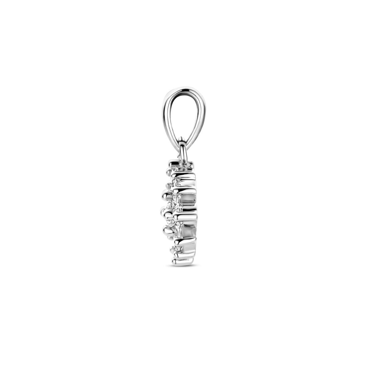 pendant flower zirconia silver rhodium plated