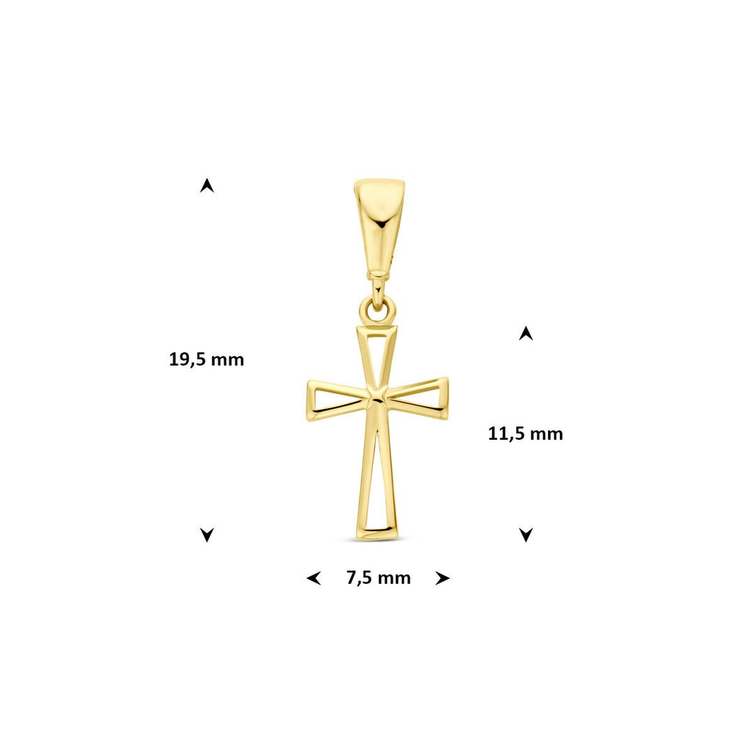14k geelgouden ketting met kruis hanger