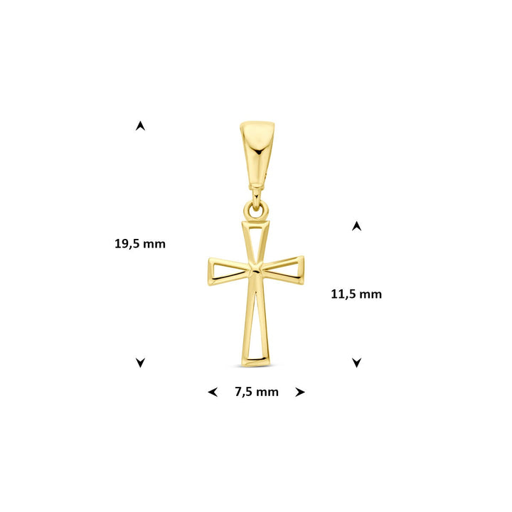 14k geelgouden ketting met kruis hanger