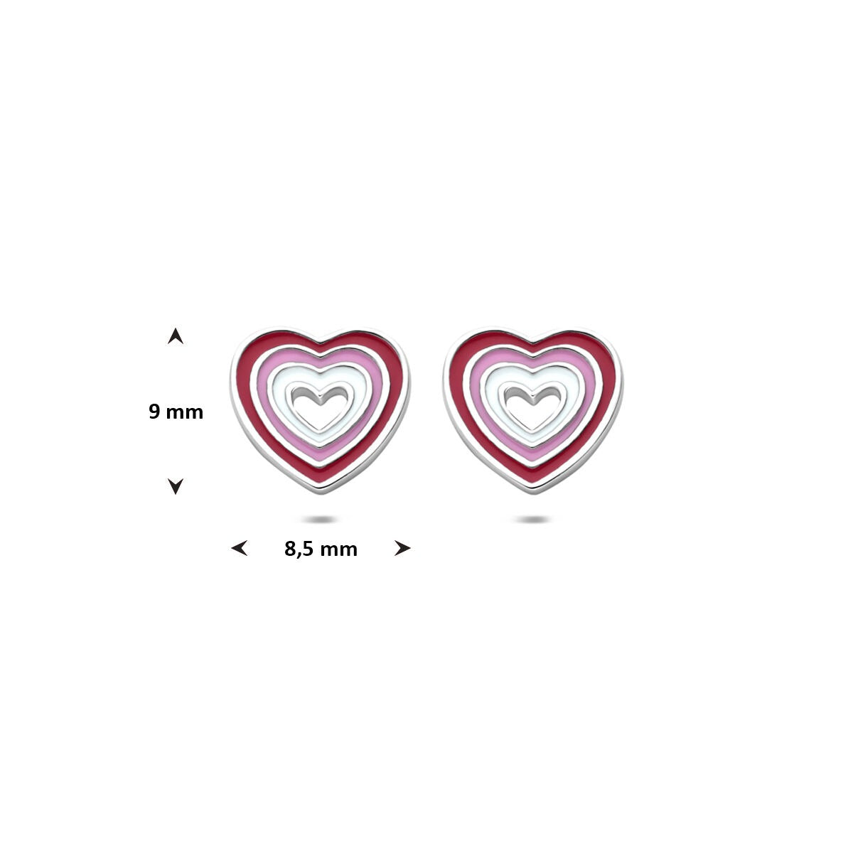 Zilveren oorknopjes hartje – gerhodineerd kindersieraad 9 mm