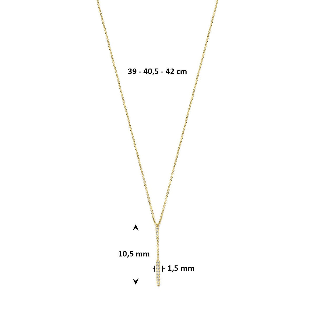 14k Geelgouden y-collier met diamant