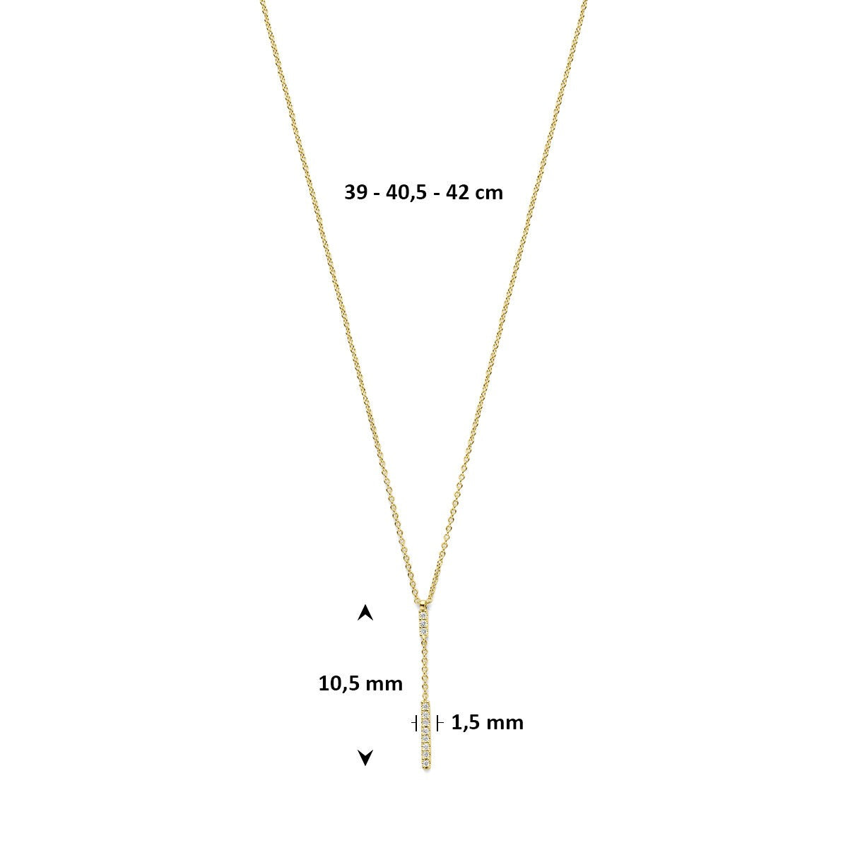 14k Geelgouden y-collier met diamant