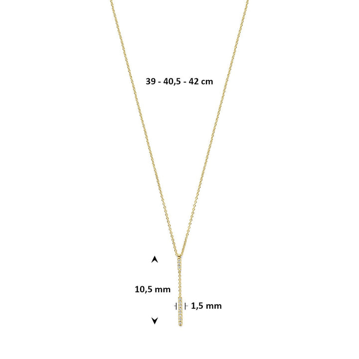 14k Geelgouden y-collier met diamant