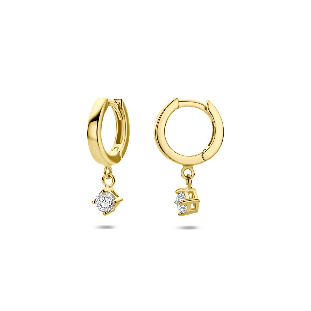 14k Geelgouden oorringen met zirkonia