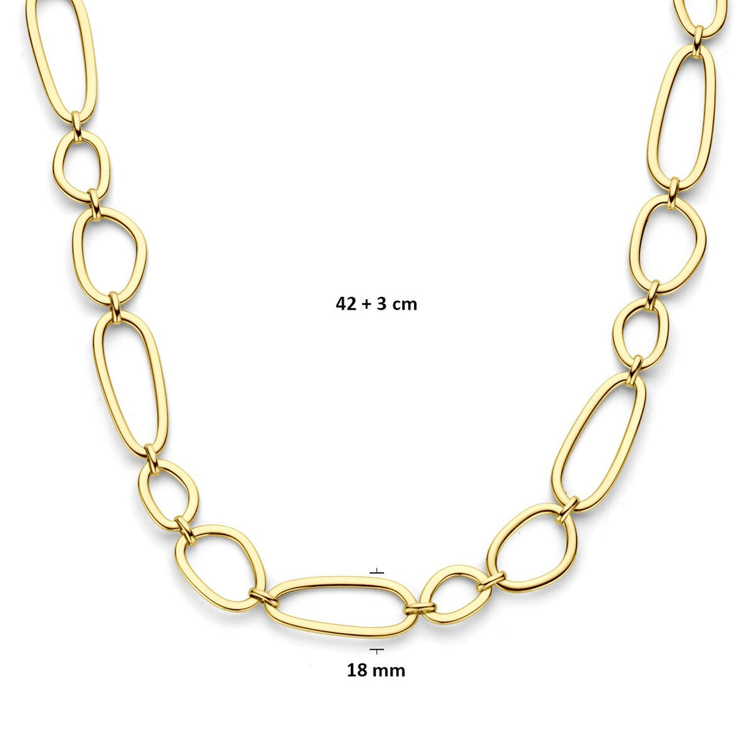 14k geelgouden ketting met brede schakelstructuur