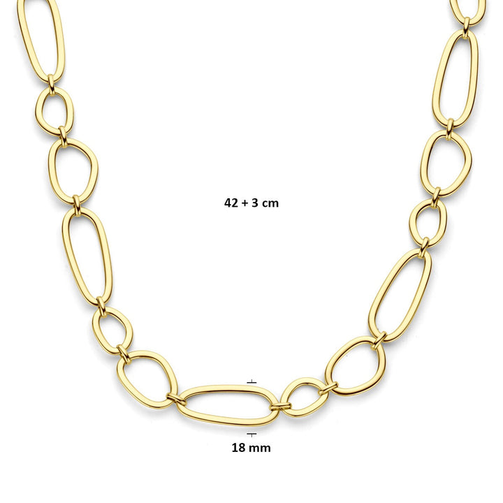 14k geelgouden ketting met brede schakelstructuur