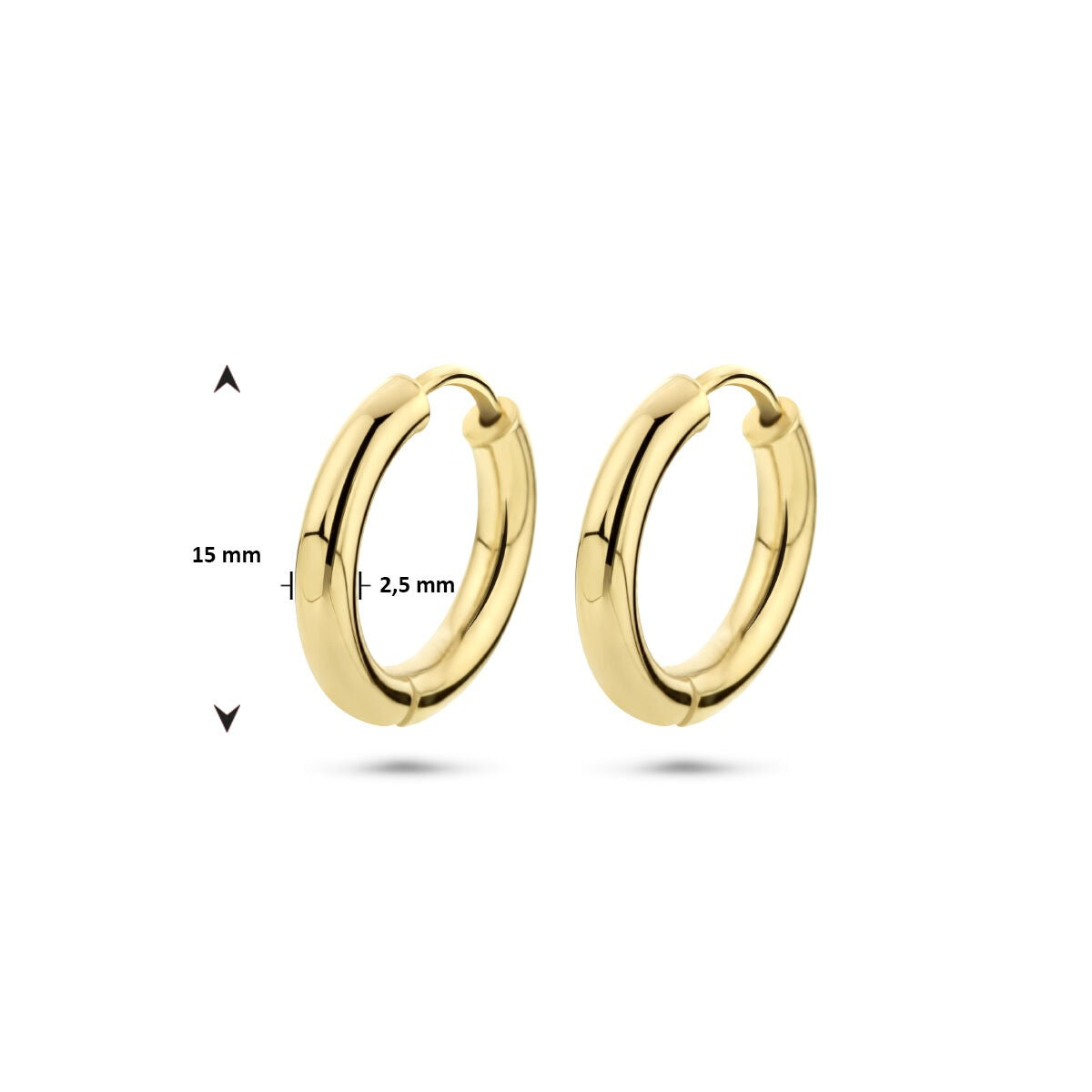 9k gouden oorringen – 15 mm