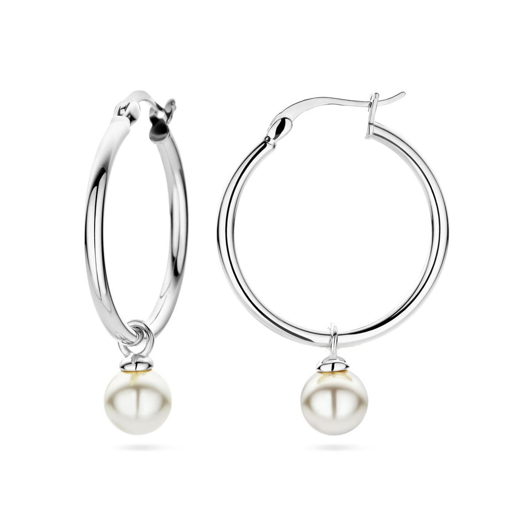 earrings synth. pearl silver rhodium plated