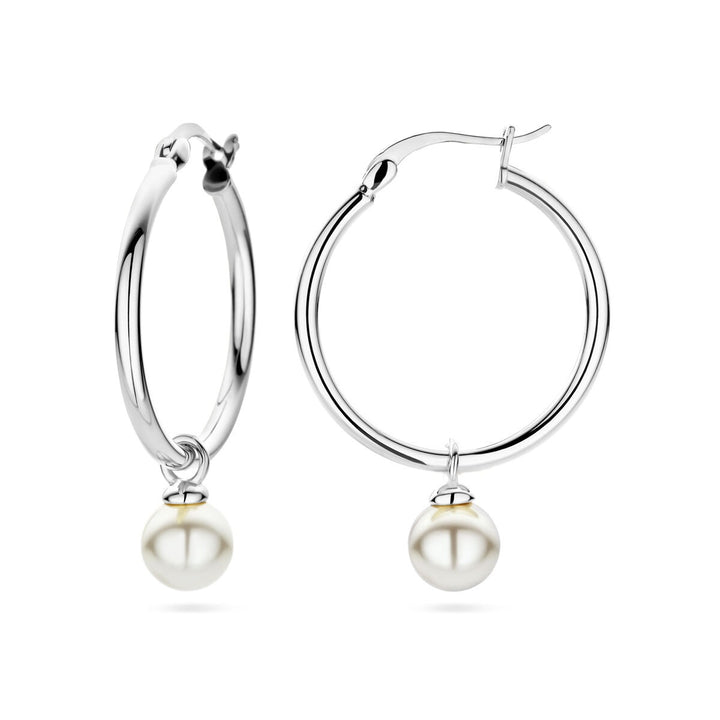 earrings synth. pearl silver rhodium plated