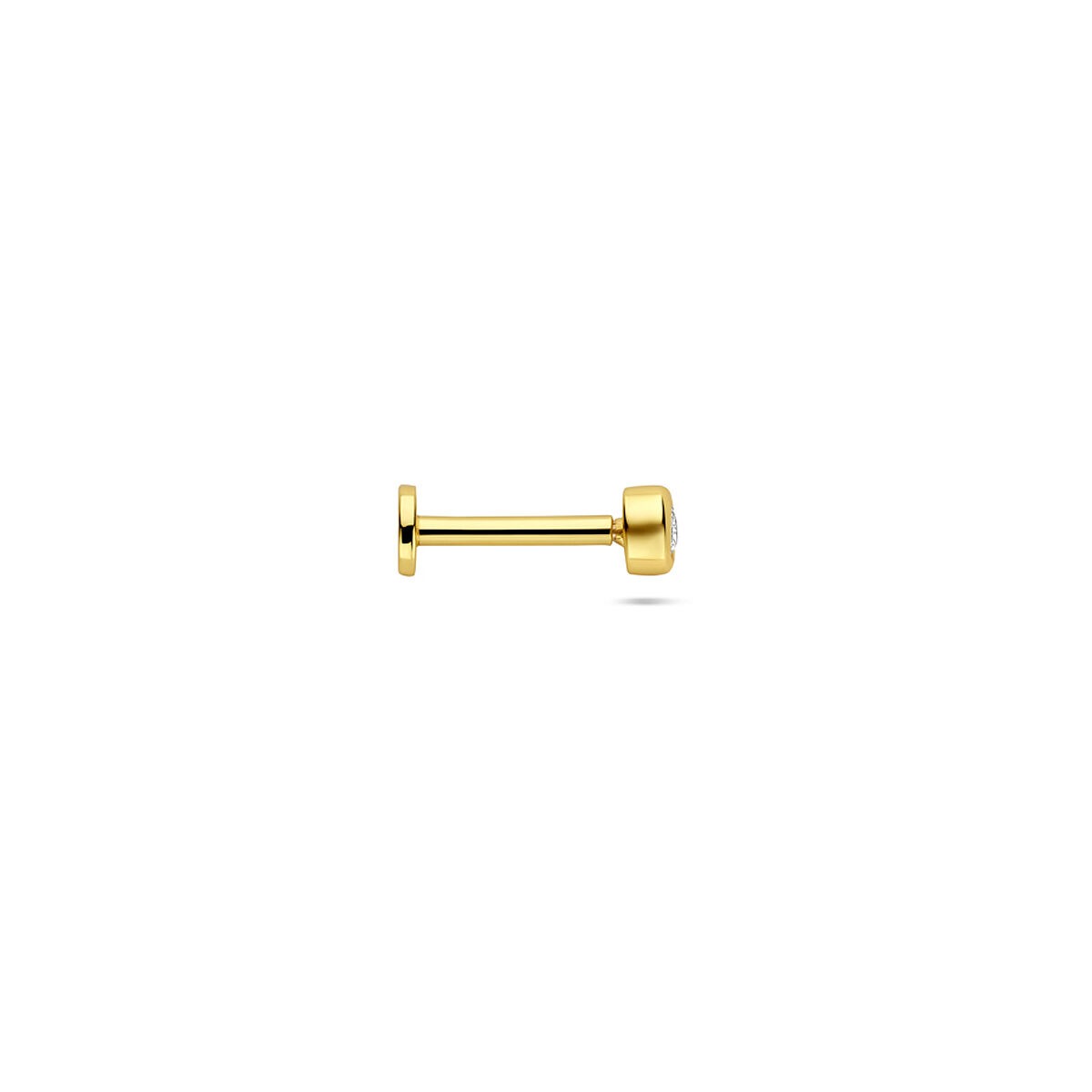 Verguld 925 zilveren flat back piercing met ronde zirkonia