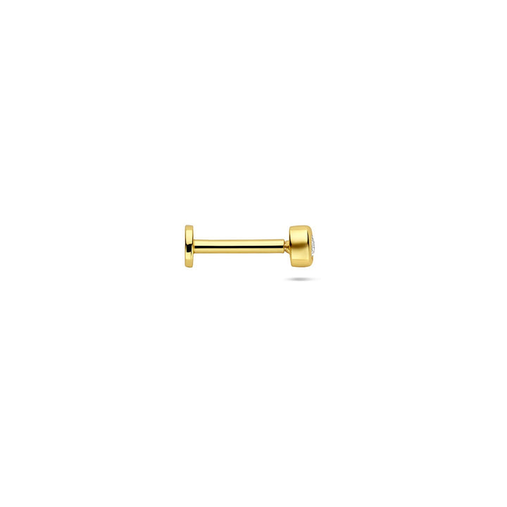 Verguld 925 zilveren flat back piercing met ronde zirkonia
