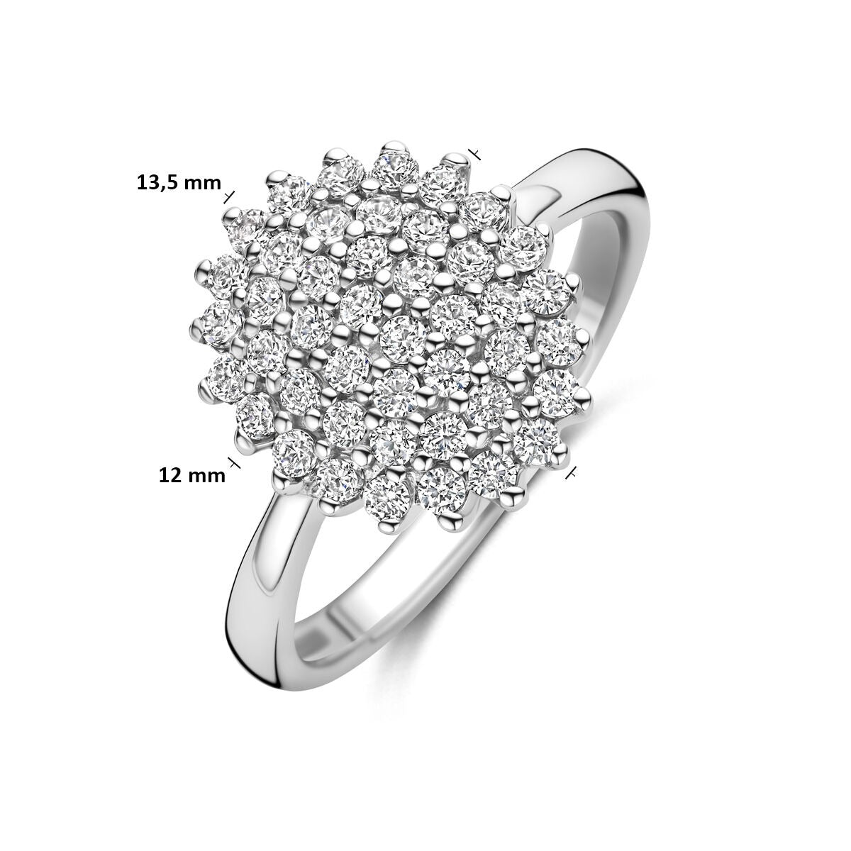 Gerhodineerd 925 zilveren ring met zirkonia