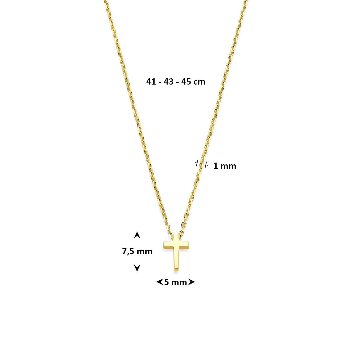 14k Geelgouden collier met kruisje