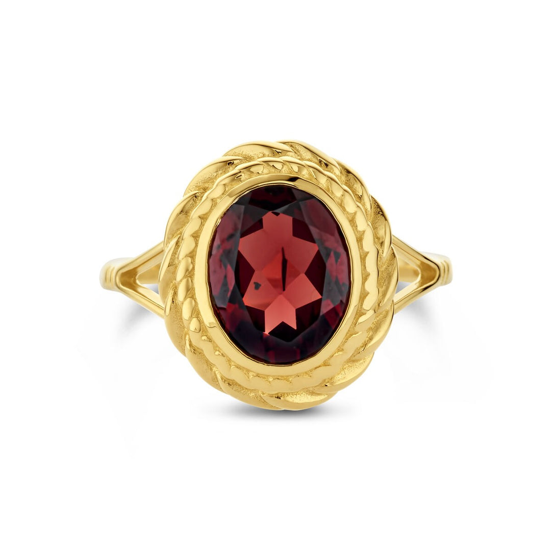 Gouden Ring 14k met Granaat – Ovale Slijpvorm