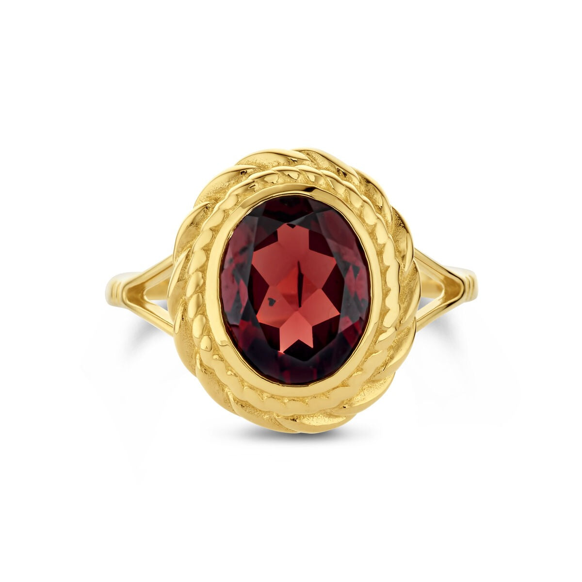 Gouden Ring 14k met Granaat – Ovale Slijpvorm