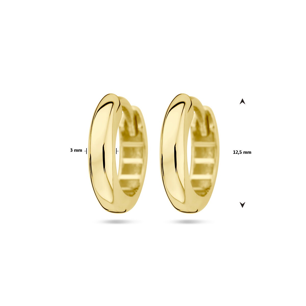 Gouden oorringen – 9k geelgoud, 12.5 mm met scharniersluiting