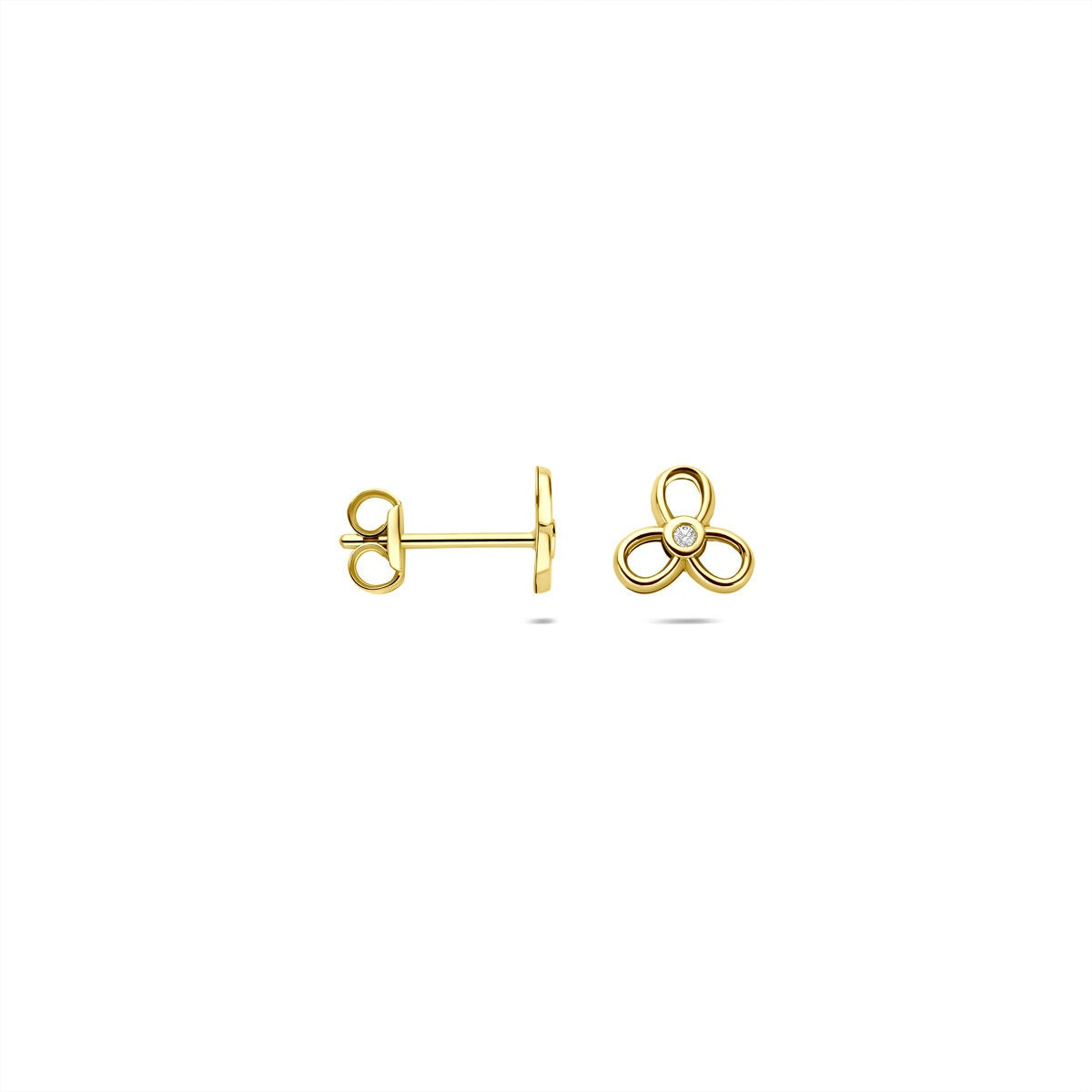 9k geelgouden oorknoppen met zirkonia – 6x6,5mm