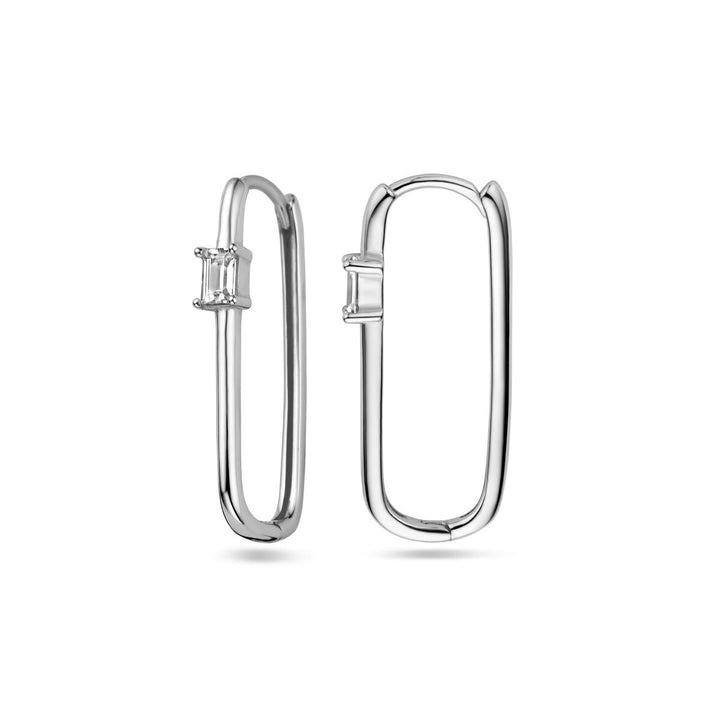 drop earrings paper clip zirconia silver rhodium plated