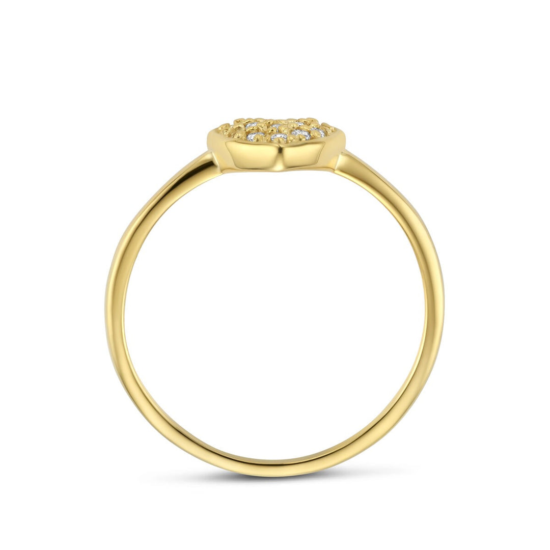 14k Geelgouden dames ring met hartje en diamant – 0.10 ct