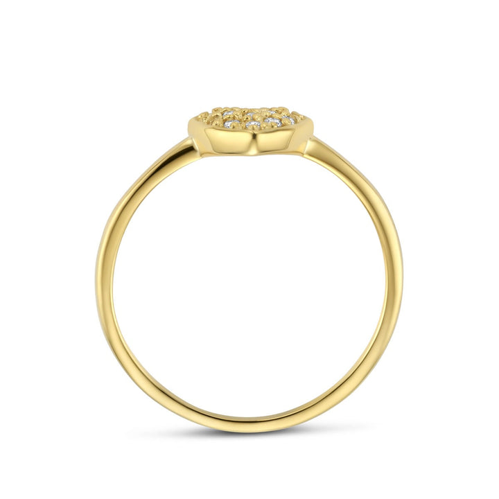 14k Geelgouden dames ring met hartje en diamant – 0.10 ct