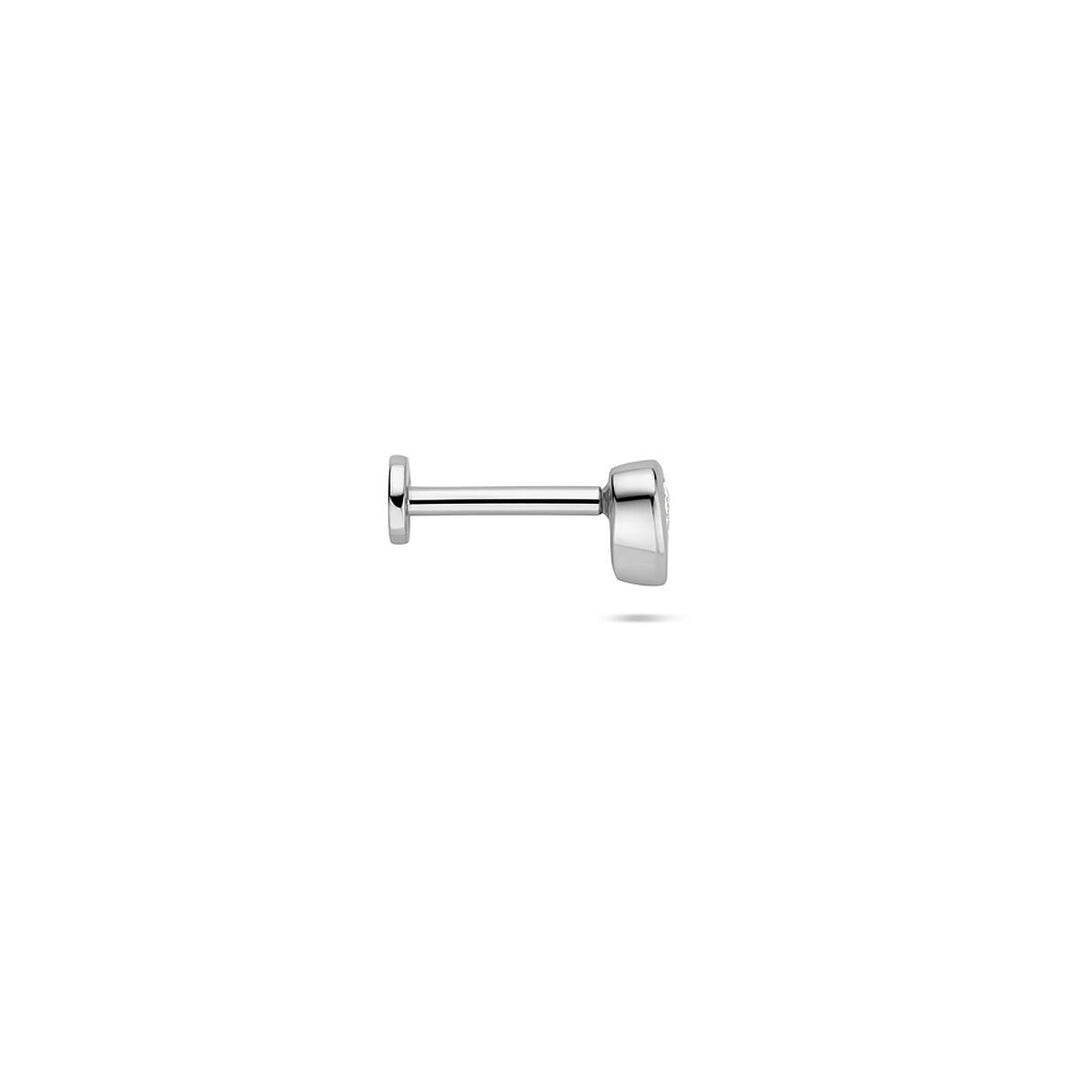 Zilveren flat back piercing hartje met zirkonia – gerhodineerd 925