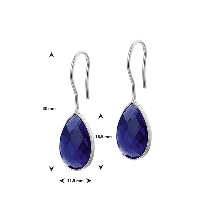 earrings synth. sapphire french hook silver white