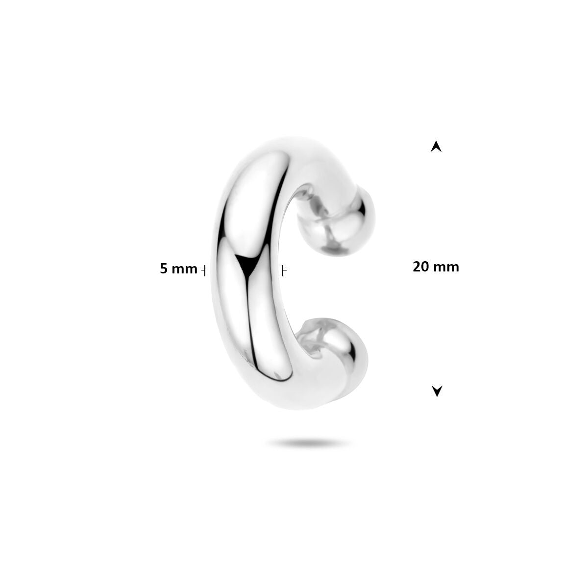 Gerhodineerd 925 zilveren ear cuff 20 x 5 mm