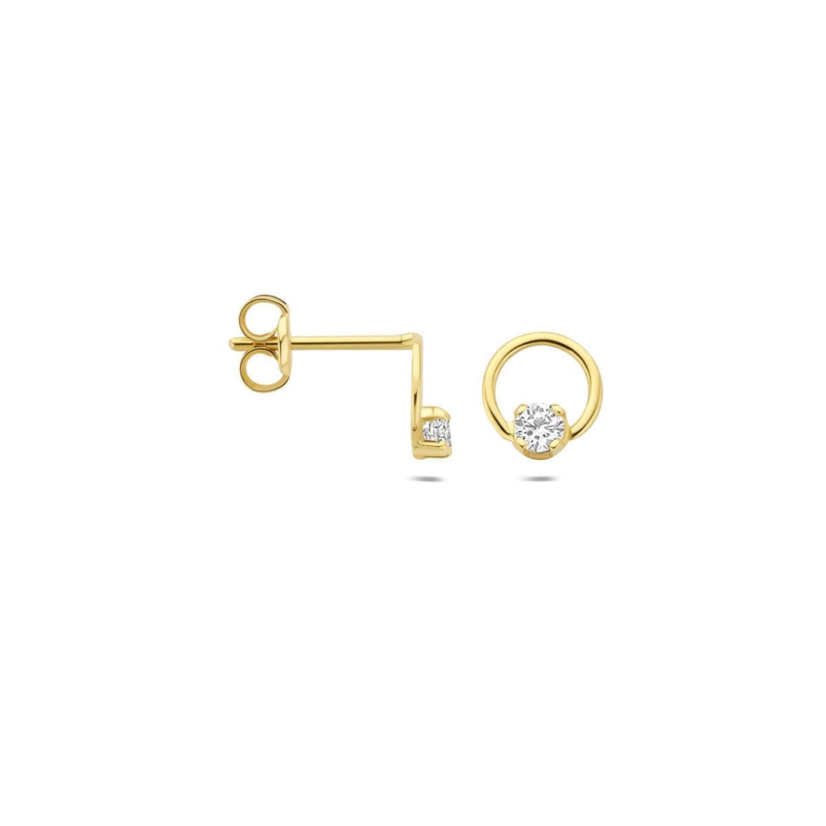14k geelgouden oorknoppen met lab grown diamant 0,13 ct
