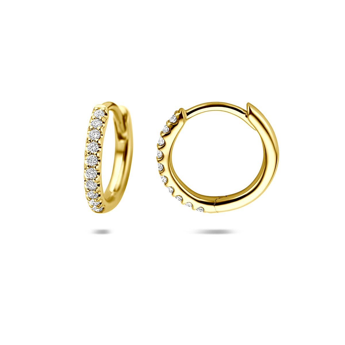 14k Geelgouden klapoorringen met lab grown diamant
