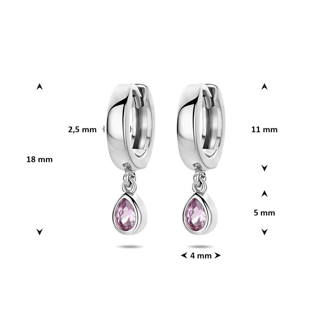 Gerhodineerd 925 zilveren klapoorringen met roze zirkonia