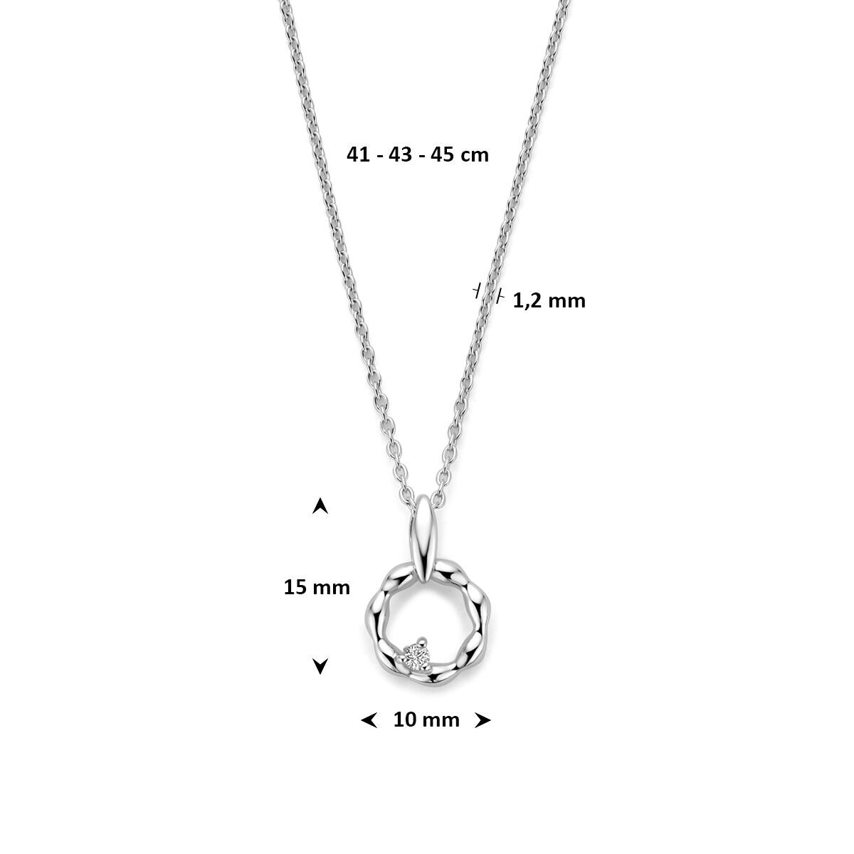 Gerhodineerd zilveren collier met zirkonia