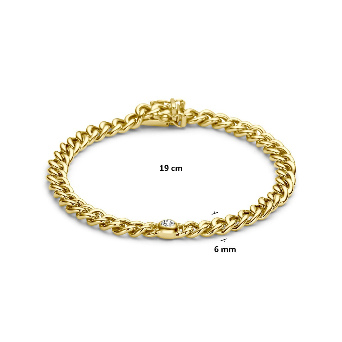14k Geelgouden gourmet armband met diamant