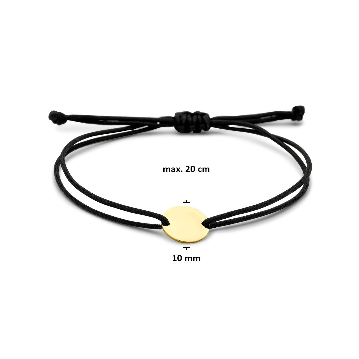 14k Geelgouden graveerarmband met zwart polyester